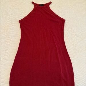 Fashion Nova Red Halter Sheath Dress